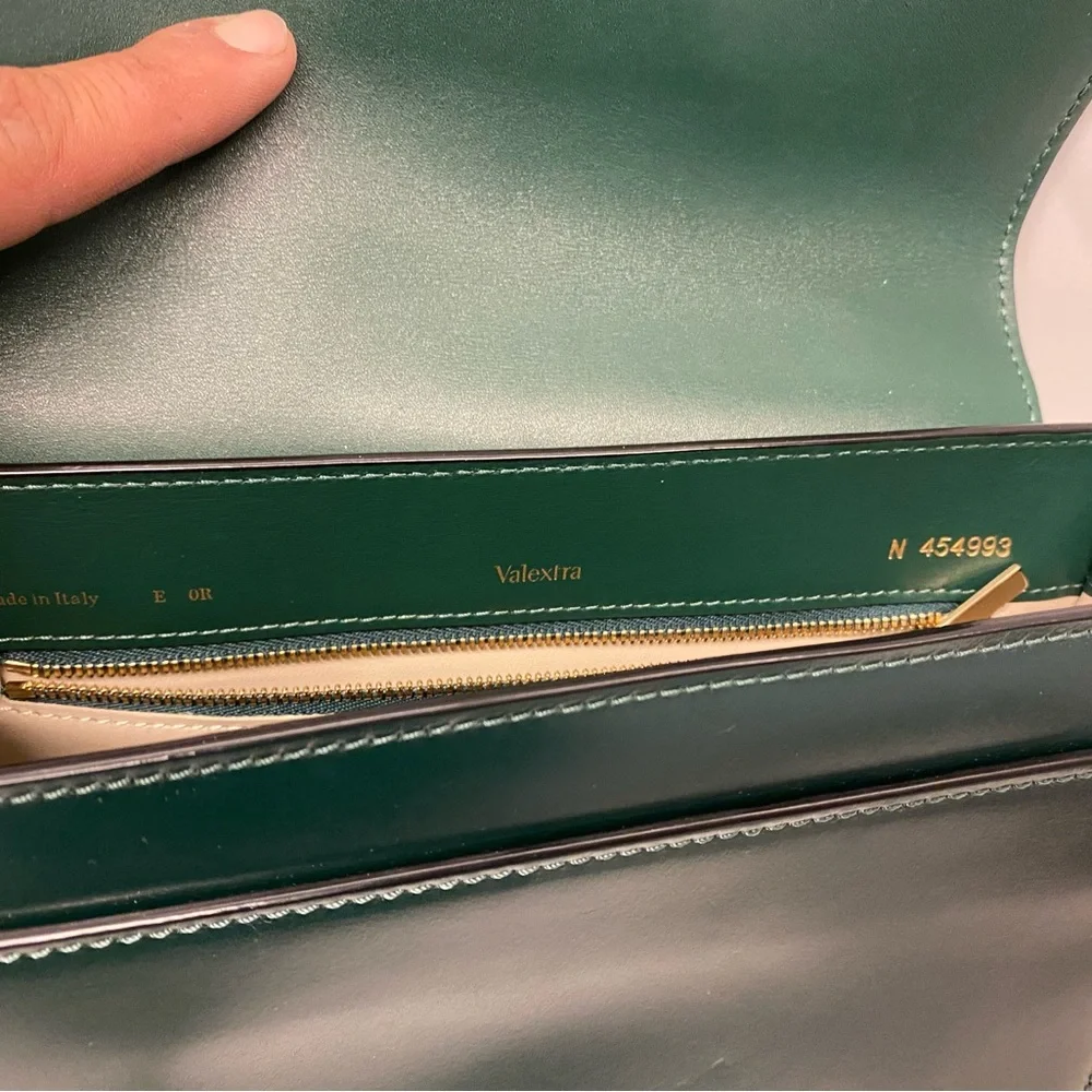 NWT VALEXTRA green LEATHER TWIST CROSSBODY handbag bag - Picture 10 of 14